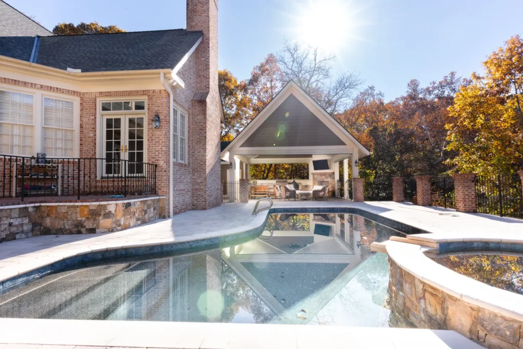 Poolside Pavilion Enclosure with MagnaTrack™ Retractable Screens