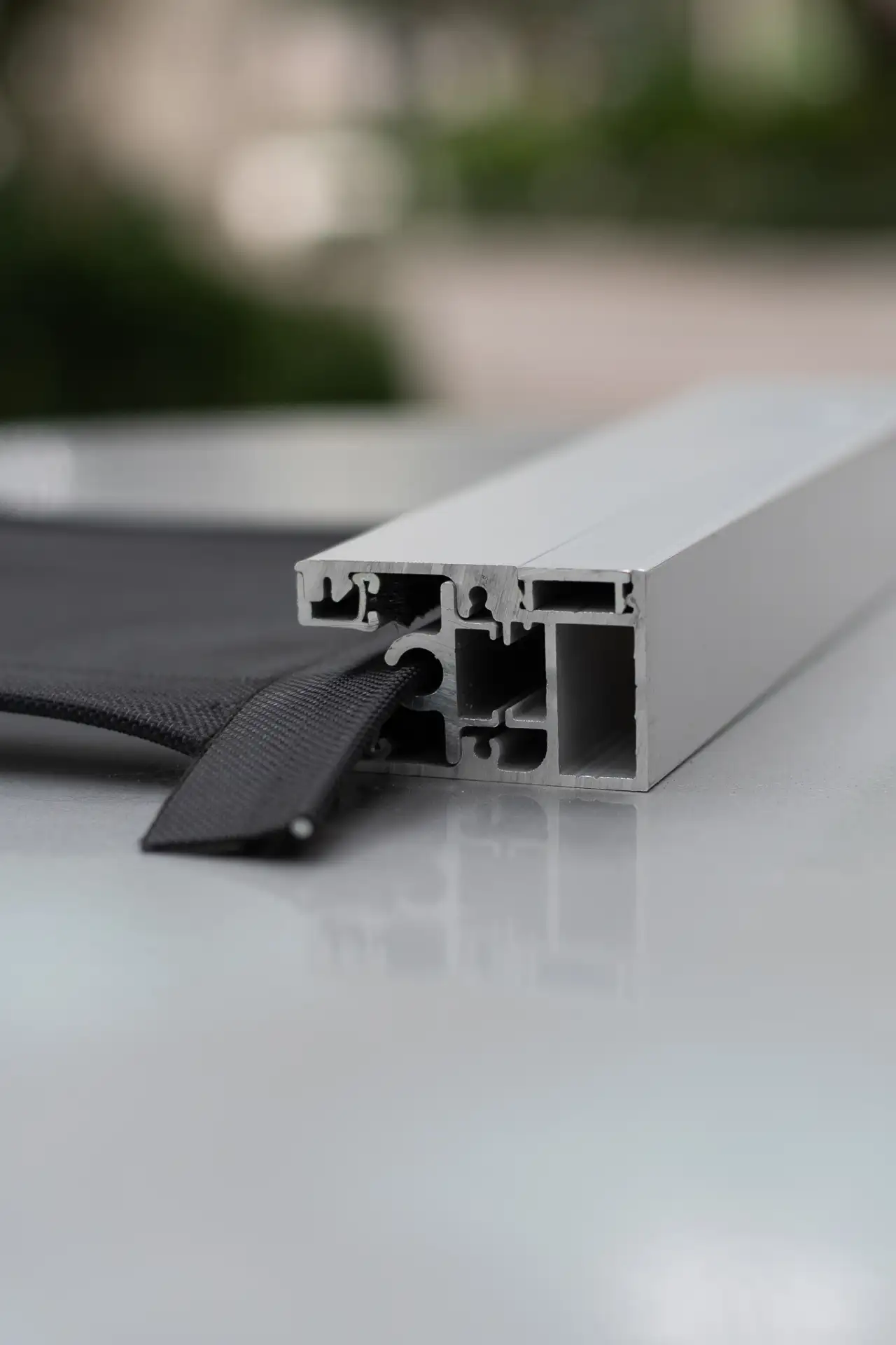 MagnaTrack magnetic retention track close-up for windy Georgia retractable screens