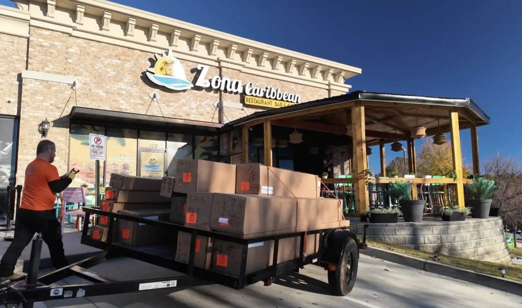 Magnatrack retractable screens Installation day at Zona Caribbean Restaurant